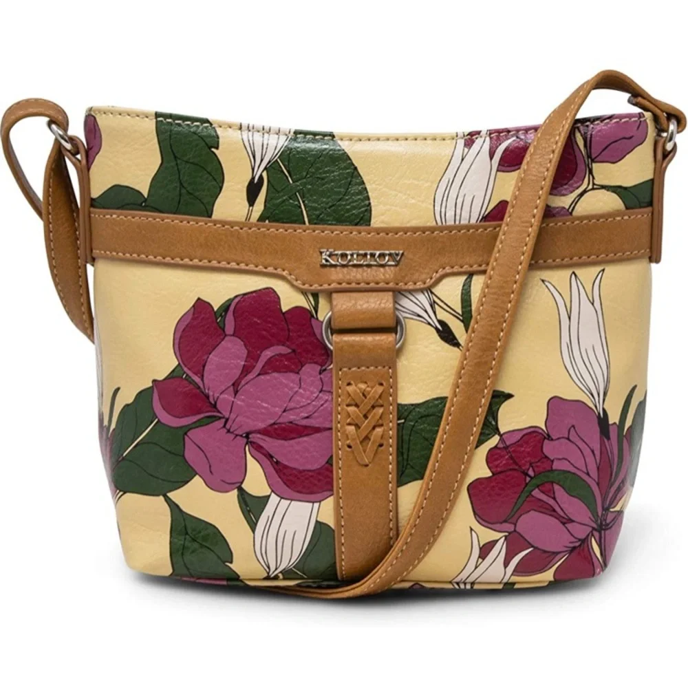 Koltov Daisy Crossbody Vegan Faux Leather Floral Print Purse - Picture 1 of 15